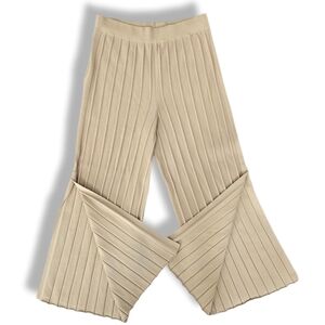Theory Empire Wool Ribbed Tan Pants Women's Medium Pull On